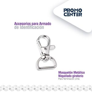 MOSQUETON  METALICO GIRATORIO NICKEL CINTA 20mm W22-D
