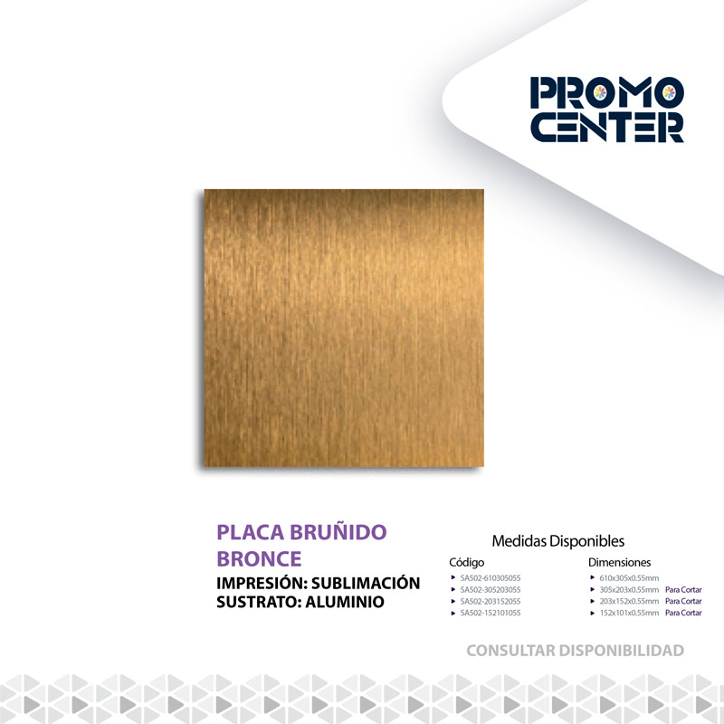 PLACA SUBLIMACION BRUÑIDO BRONCE ALUMINIO