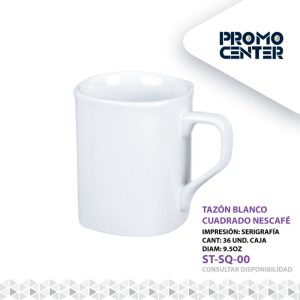 TAZON BLANCO CUADRADO 9.5 OZ SERIGRAFIA (NESCAFE) SIN CAJA INDIVIDUAL